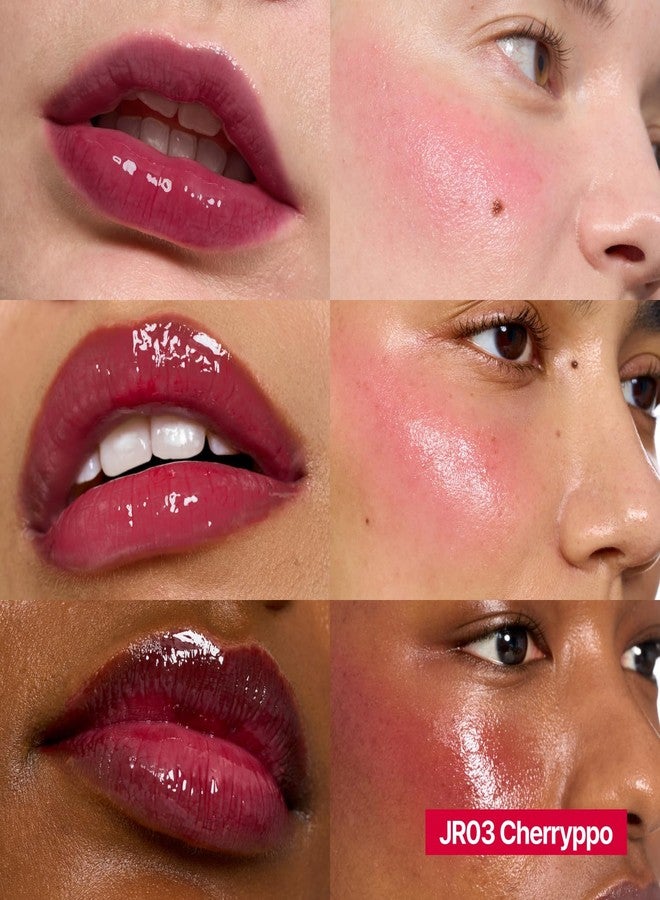 فوي مرطب شفاه جيلي لامع من فوي | لون شفاه وبلاشر جيلي ندي، بلسم ملون لامع، لمسة نهائية ندية قابلة للتكثيف - تشيريبو (أحمر كرزي) | 0.14 أونصة - Image 2